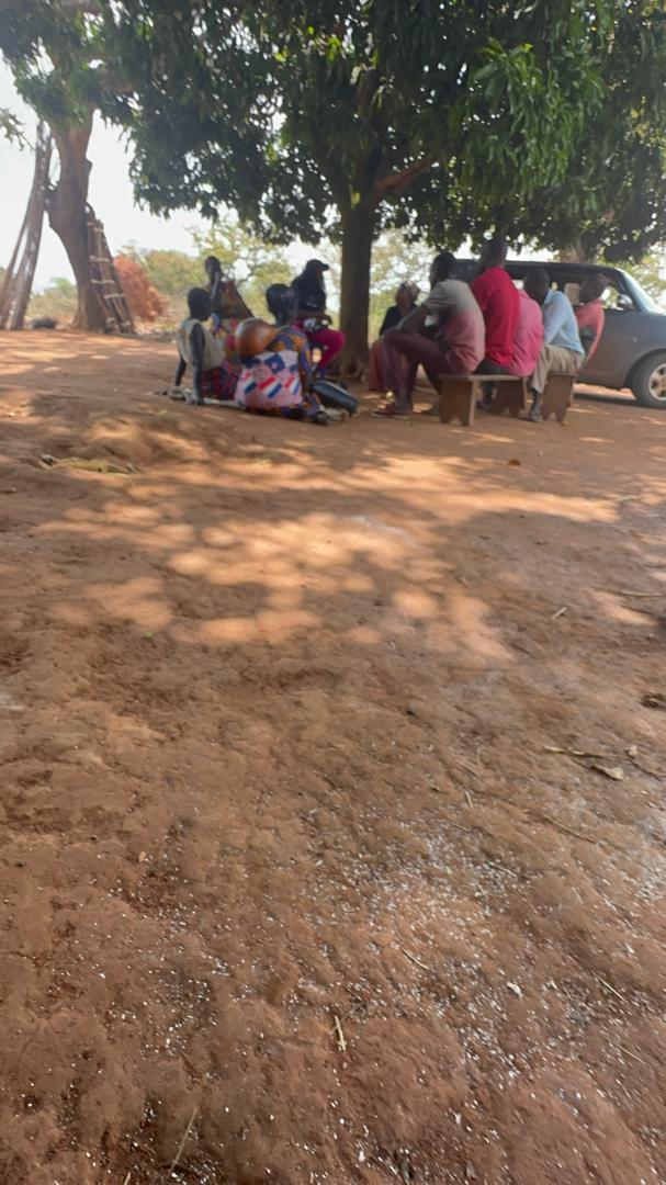 A community and cooperative meeting under a tree in Northern Uganda